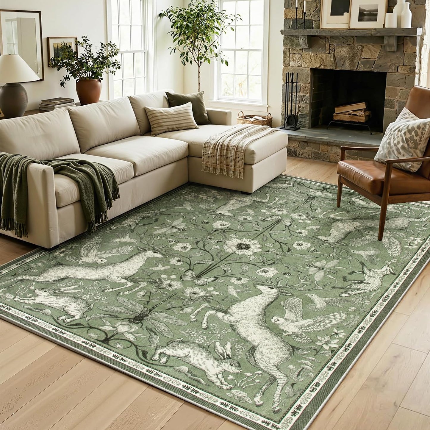 Alfombra boho animal 183x274cm lavable antiderrap