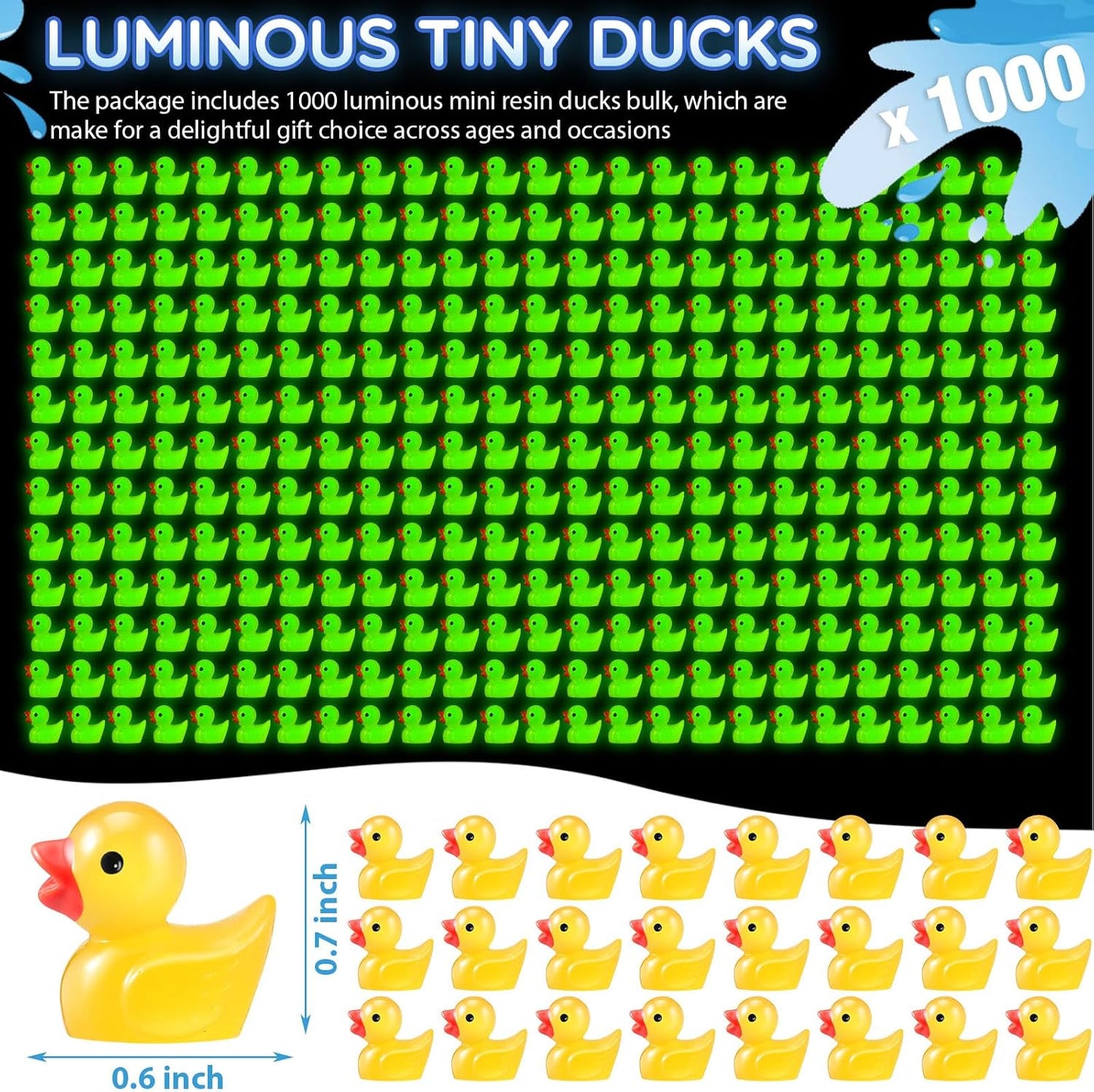 1000 Pzas Pato Resina Luminoso para Jardín y Bricolaje