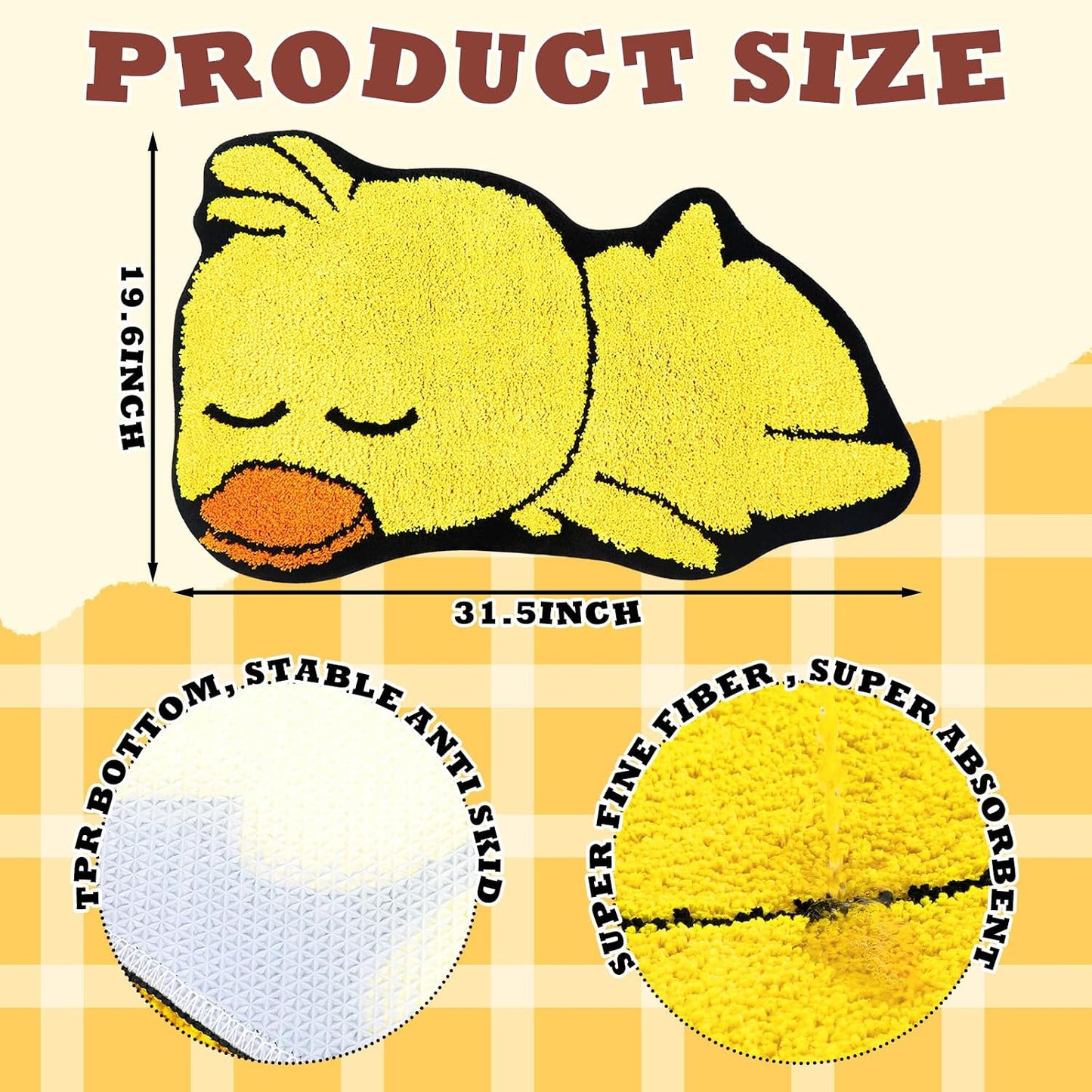 Tapete baño microfibra pato amarillo antideslizante