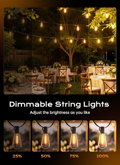 Guirnalda luces exteriores 37ft 111 LED ST38 impermeable 3 modos