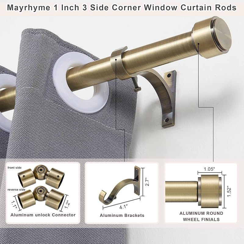 Barras cortinas ventana salediza bronce antiguo 32-86"