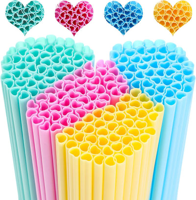 180 Pzas Pajitas Rosas en Forma de Corazón para Fiesta