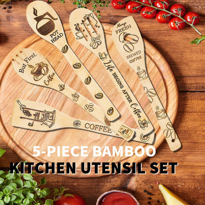 Set 5 cucharas madera grabadas decoración cocina regalo mamá