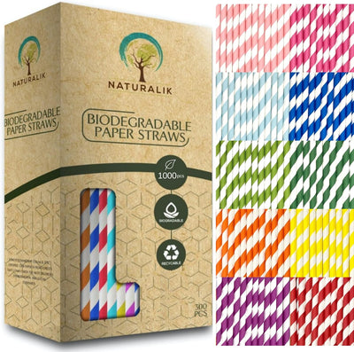1000 Pajitas Papel Multicolor Ecológicas Biodegradables