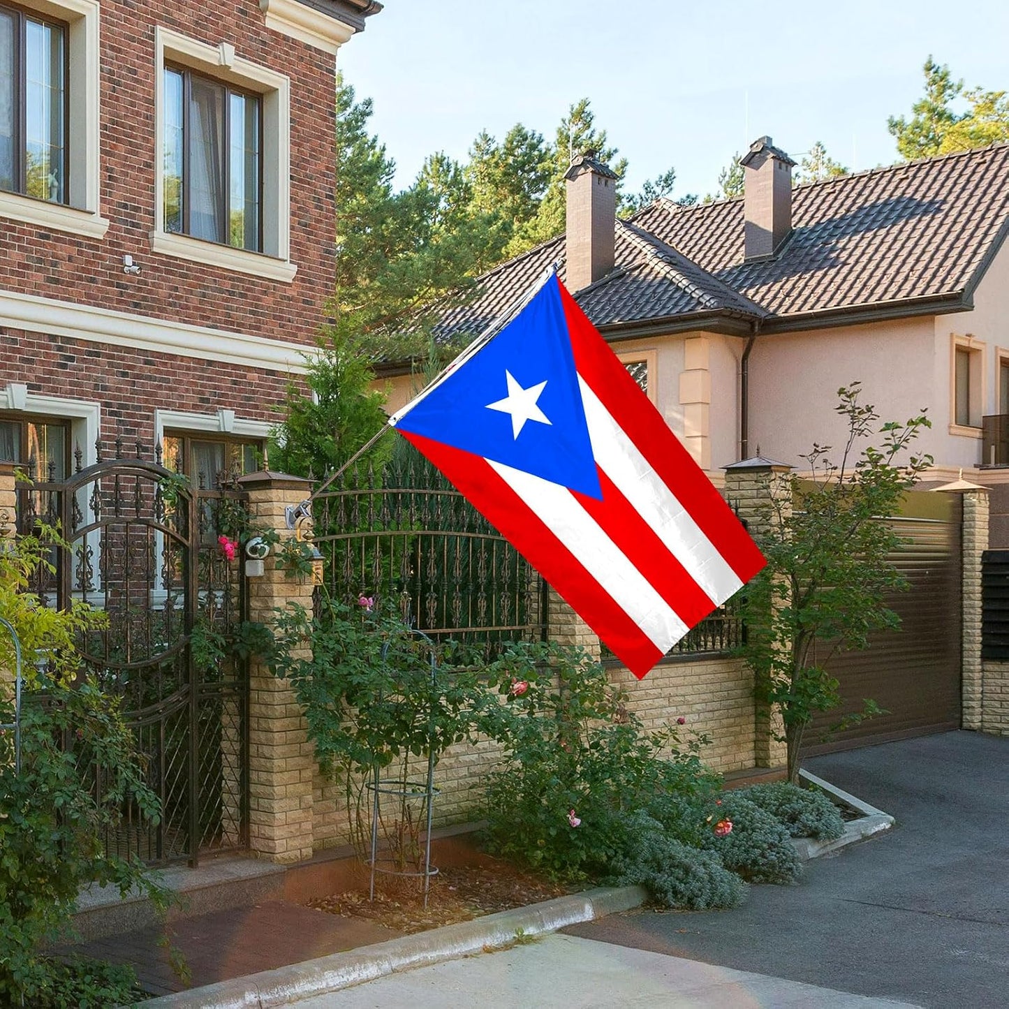 Bandera Puerto Rico 3x5ft color vivo con ojales latón decoración