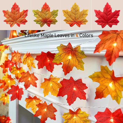 Guirnalda luces hojas otoño 20ft 40LED con pilas