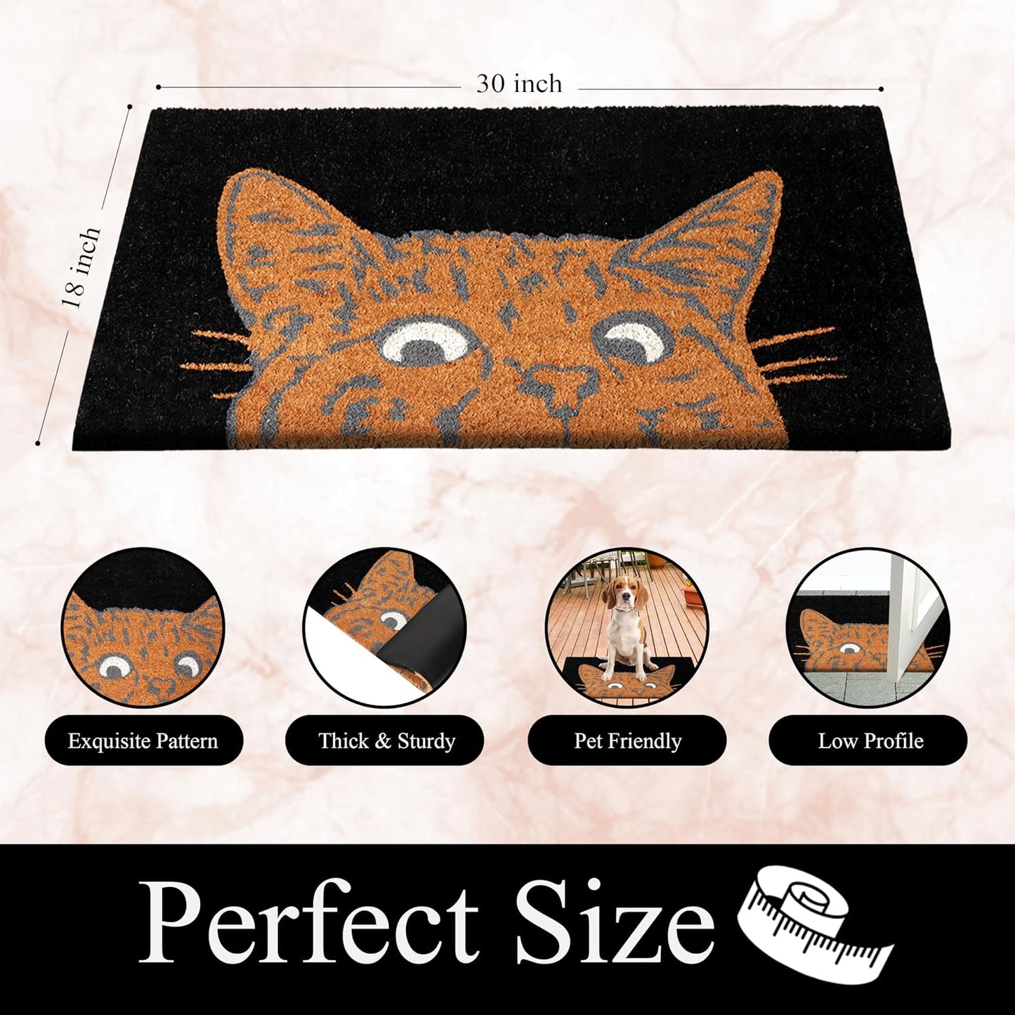 Tapete puerta gato fibra coco antiderrap 18x30pulg