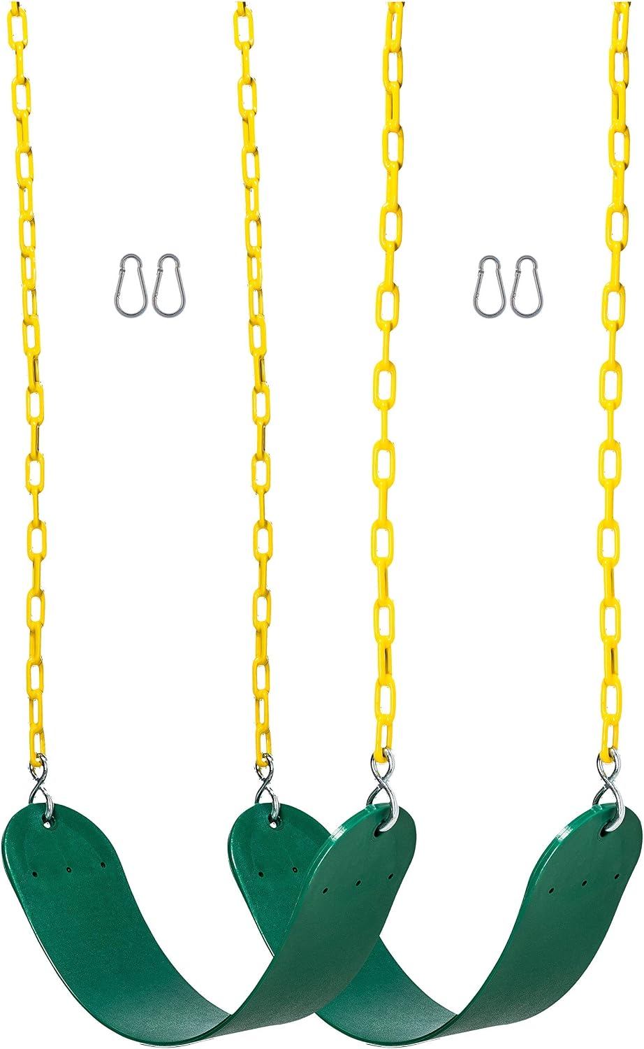 2 Asientos Columpio Cadena 66pulg Plástico Verde