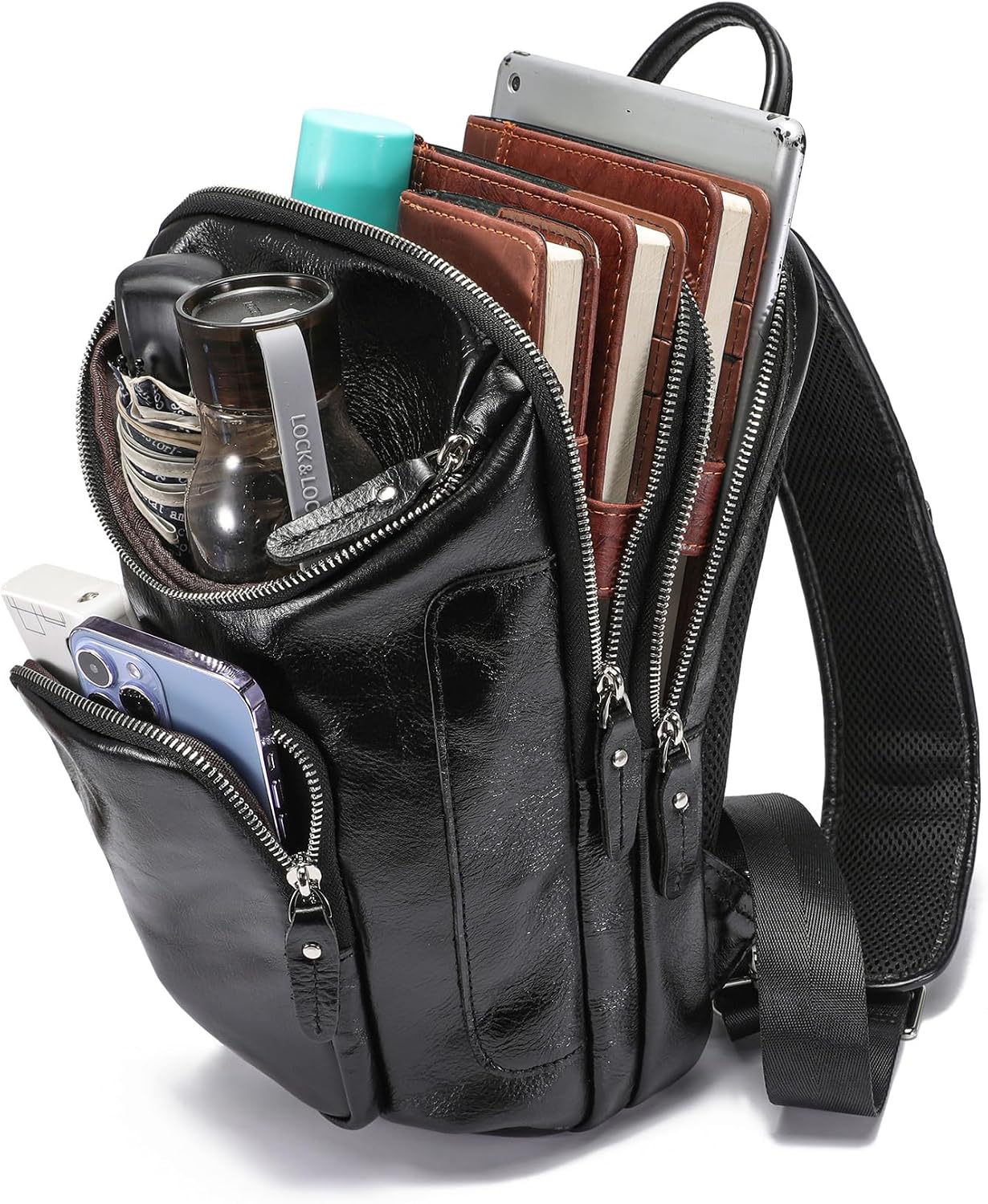 Bolso bandolera cuero grano completo vintage