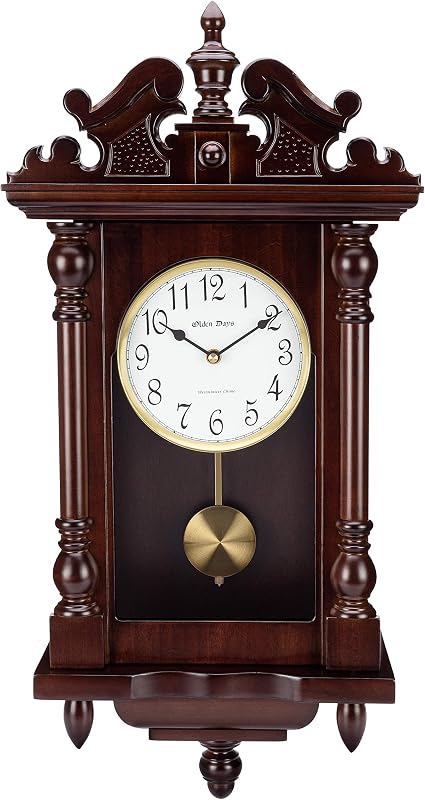 Reloj de pared madera real campanilla vintage 22pulg