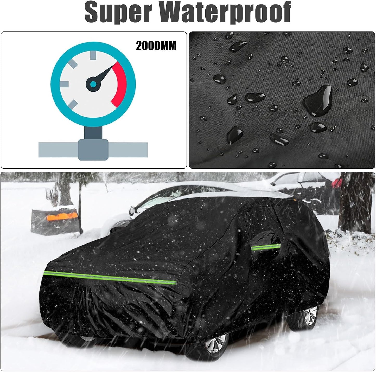 Funda impermeable Toyota Sequoia 210T negra con cremalleras