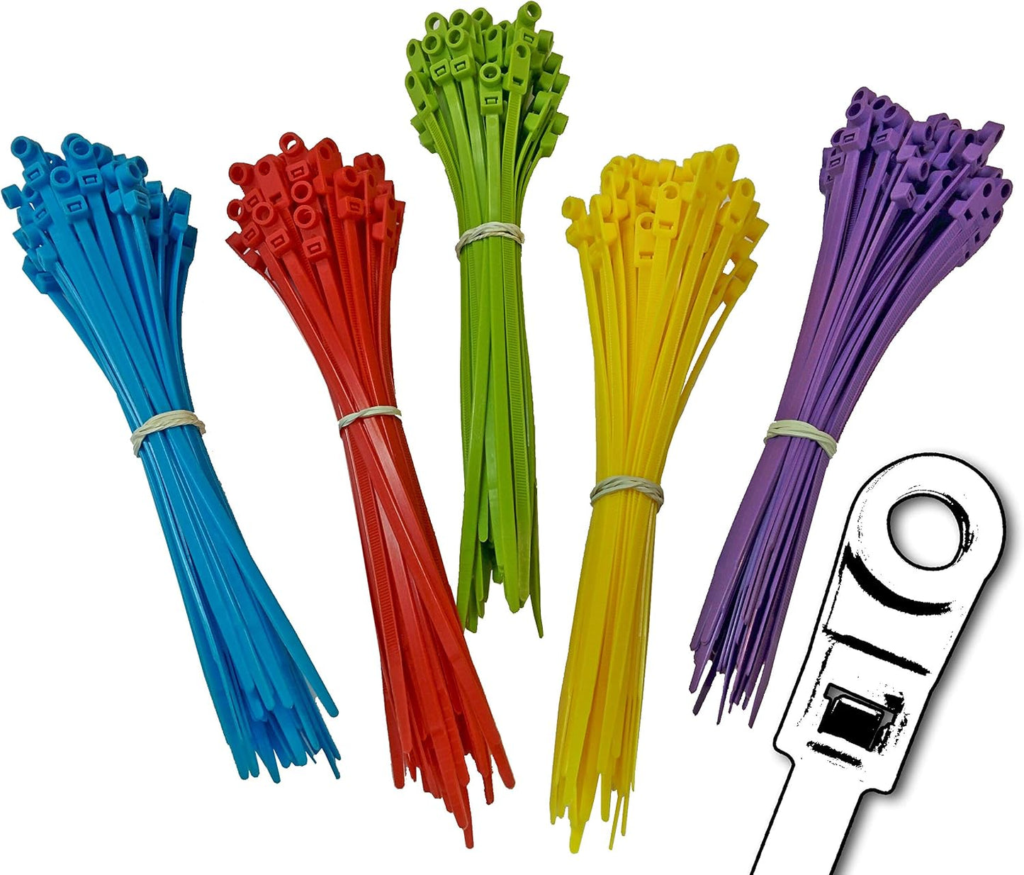 Bridas nailon 12pulg plástico 50lb pack 100 multicolor