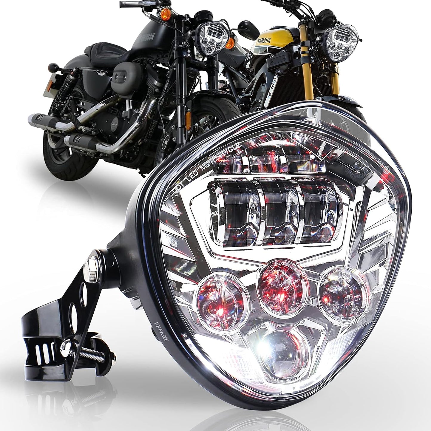 Faro LED motocicleta 7" Hi Lo Beam soporte universal