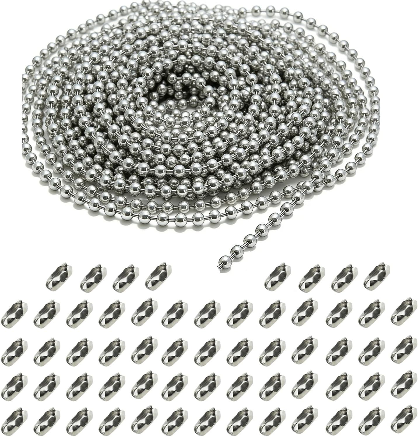 Collar cadena bola acero inox 33ft 60 conectores plateado perro