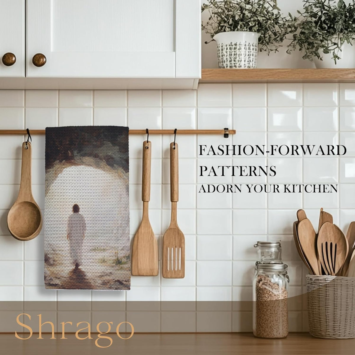 Toallas de cocina de Pascua con texto He is Risen 16 x 24 pulgadas