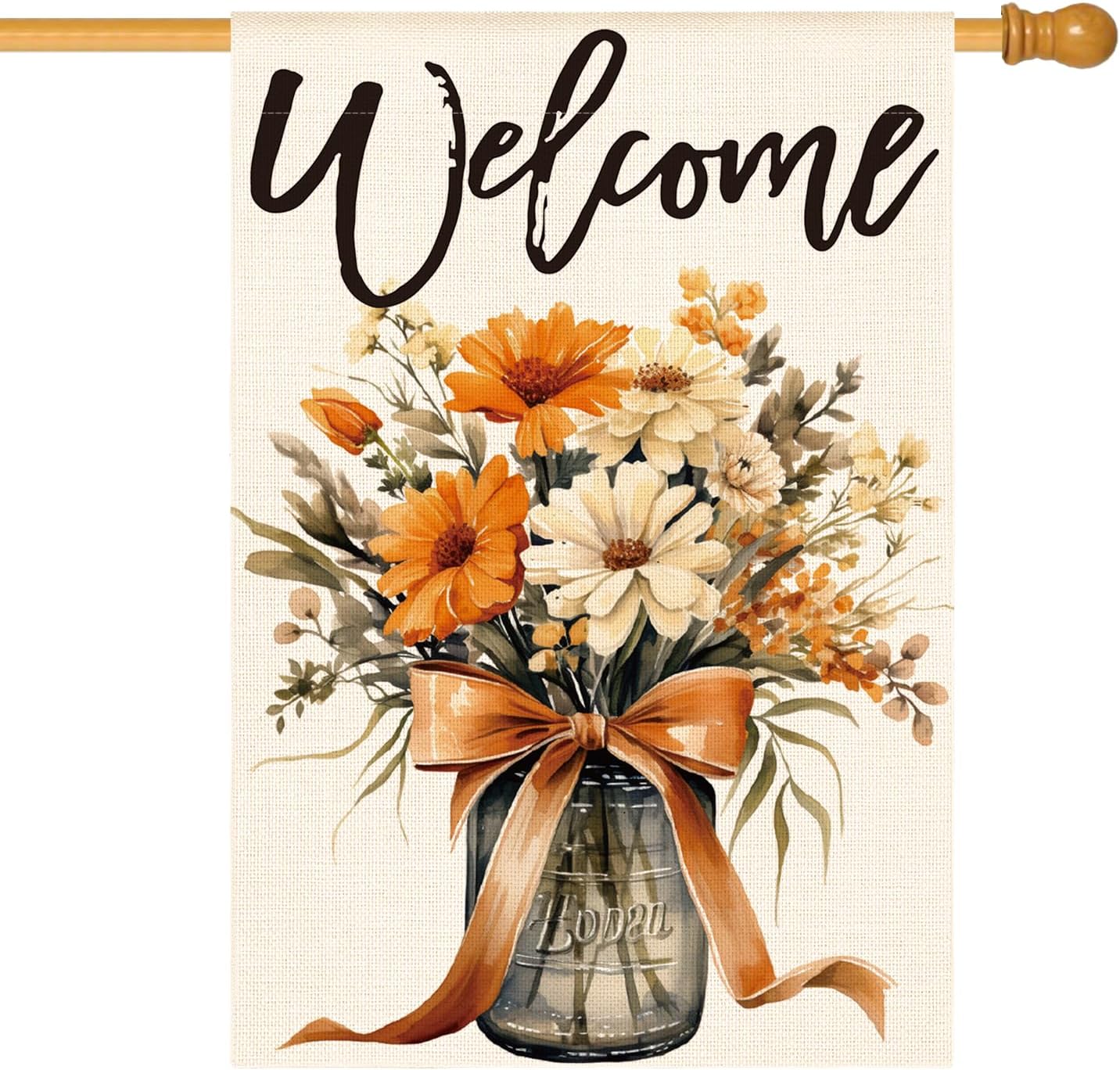 Bandera casa diseño floral 28x40" doble cara