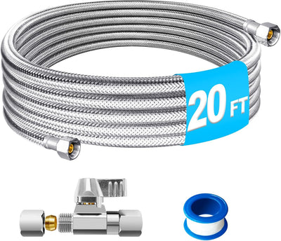 Kit línea agua refrigerador 20pulg acero inox válvula latón PEX