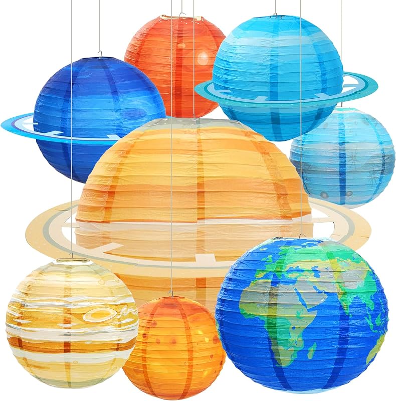 Linternas espaciales 8pcs 12pulg planetas para niños tema espacio