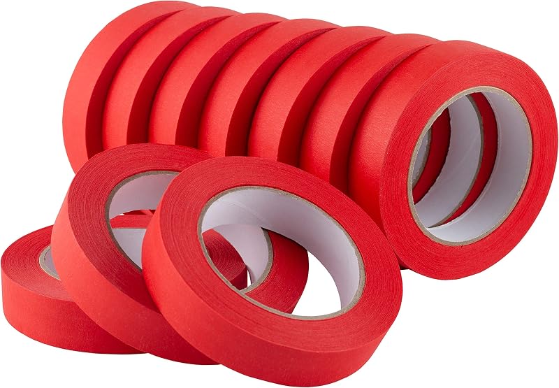 10 Rollos Cinta Adhesiva Roja 1" x55yd