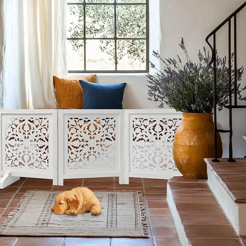 Puerta plegable para perros 60x24pulg 3 paneles acabado