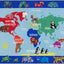 Alfombra lavable para niños 6.6x9.5pies color azul/rojo