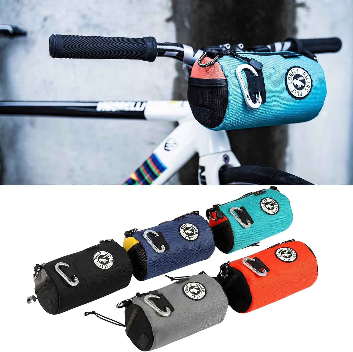 Bolsa manillar bicicleta con ojales luces y correa hombro