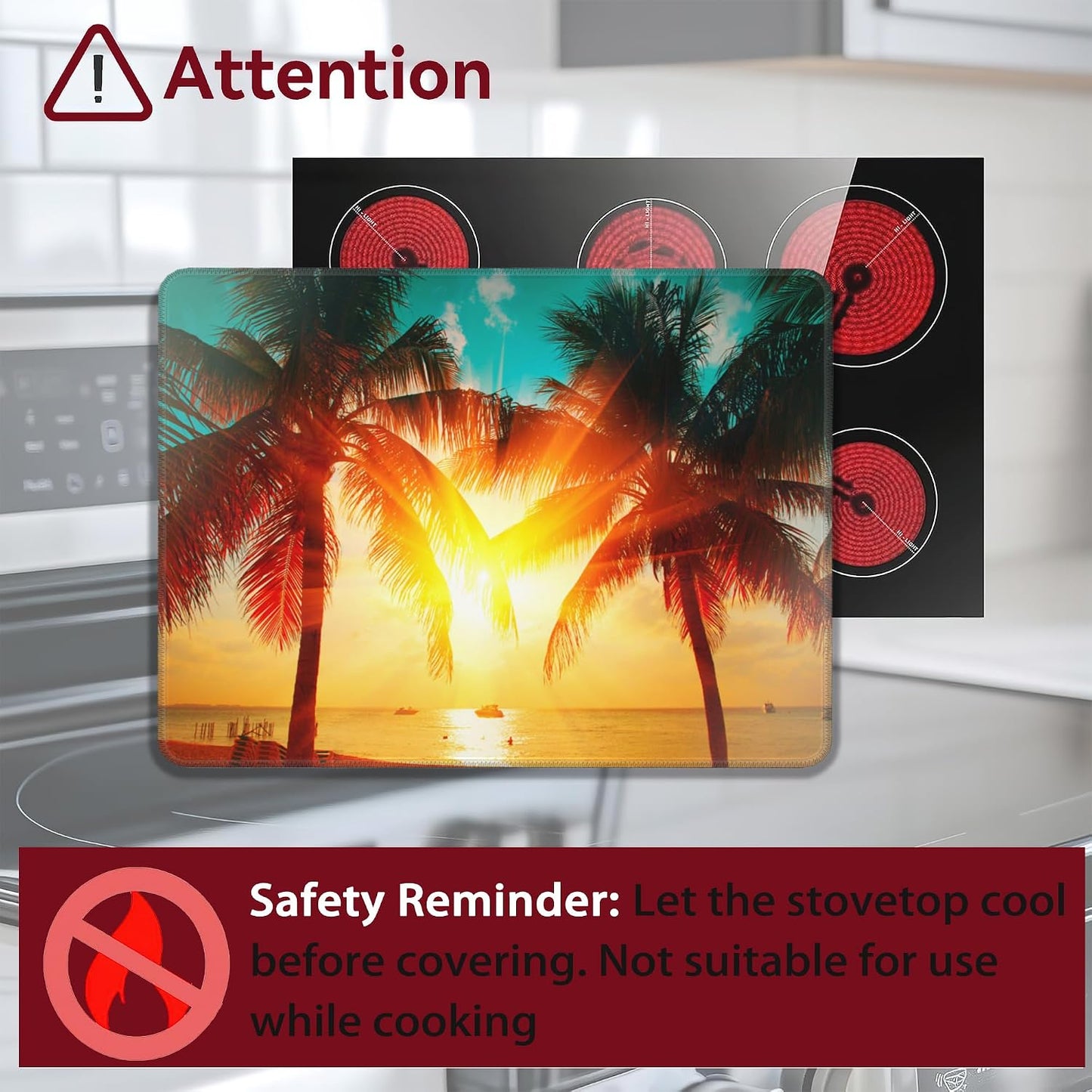 Cubierta estufa playa con palmera protector cerámica vidrio