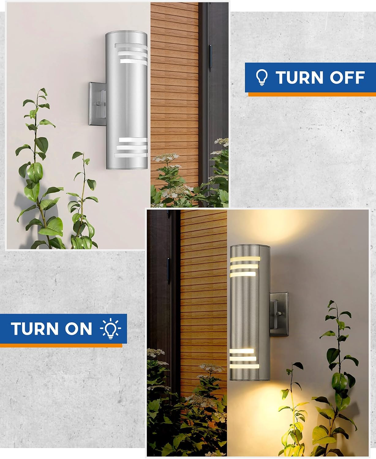 Lámpara pared exterior acero inox resistente agua