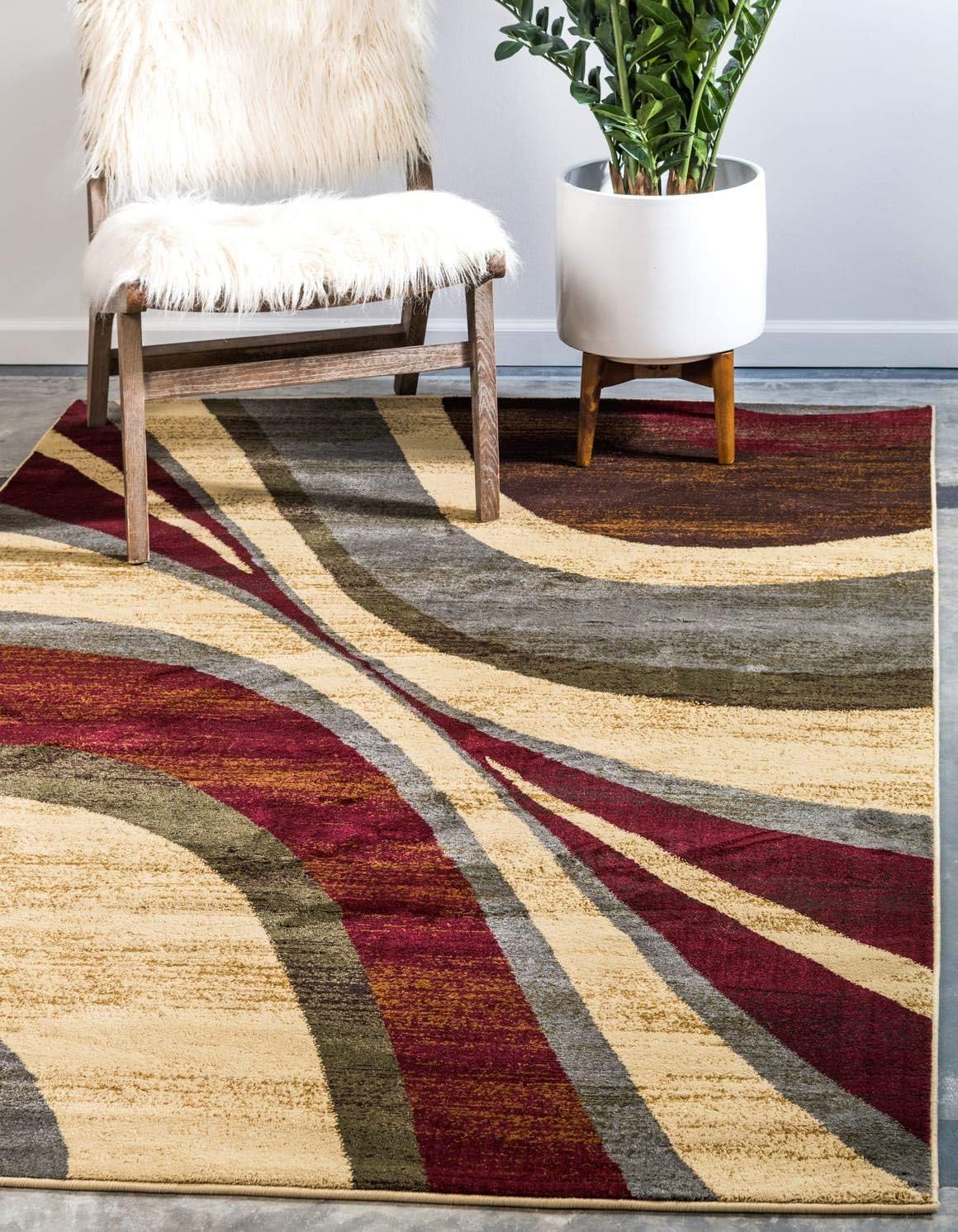 Alfombra rectangular 2'2"x3'1" beige/rojo