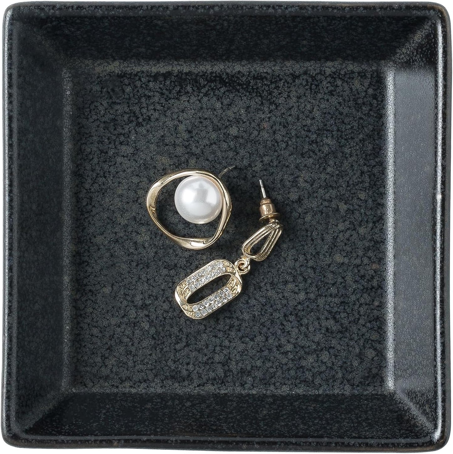 Plato cerámica para joyas anillos color negro mate
