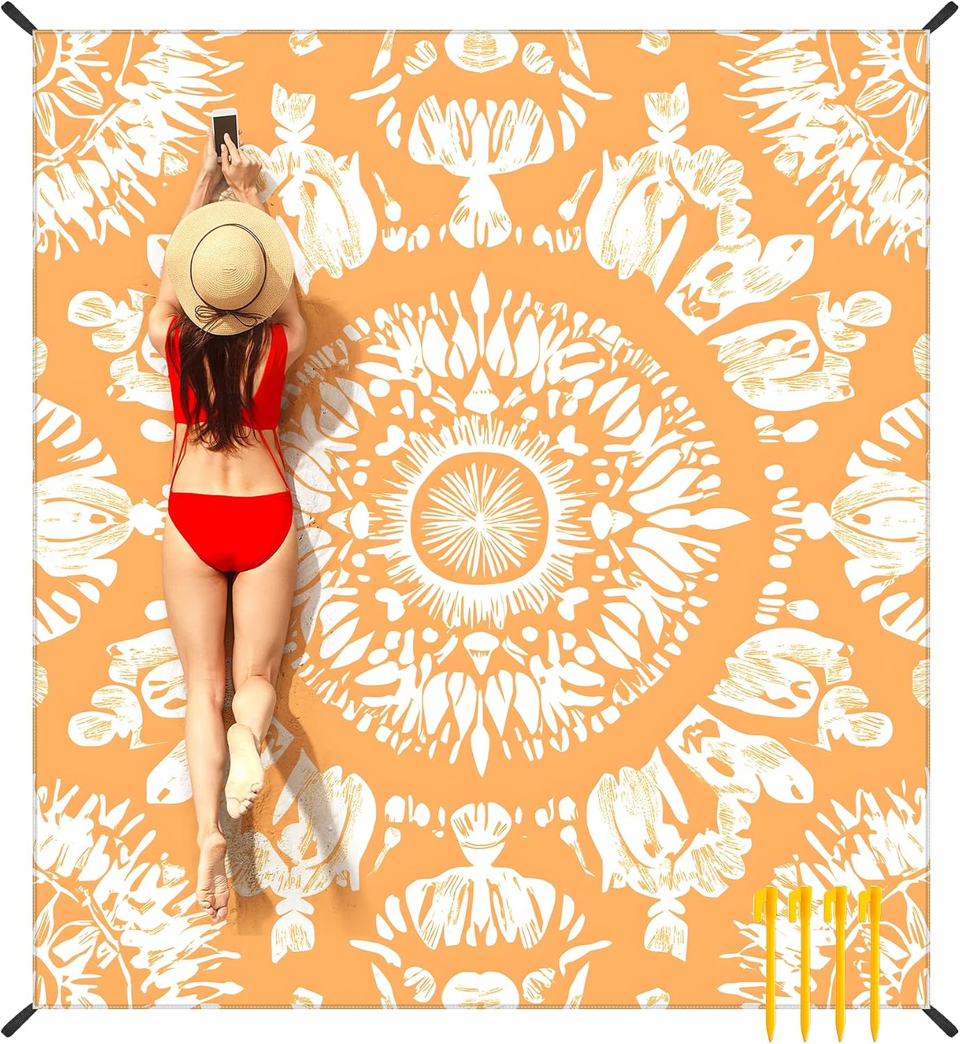Manta playa impermeable arena 78x86" para 1-8 adultos