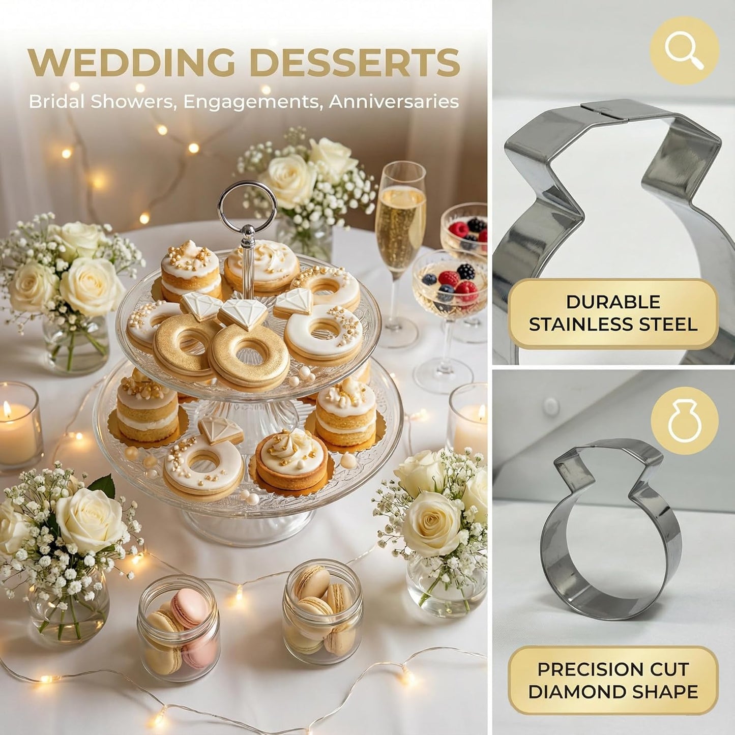 Cortador galletas forma diamante para bodas y compromisos