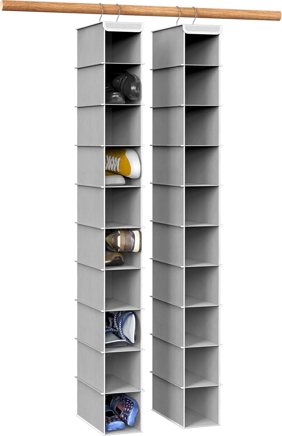 Pack 2 organizadores colgantes 10 estantes gris