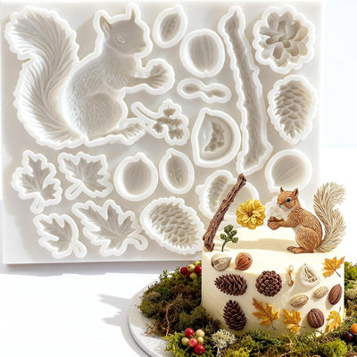 Molde de silicona 3D para fondant de animales del bosque de chocolate