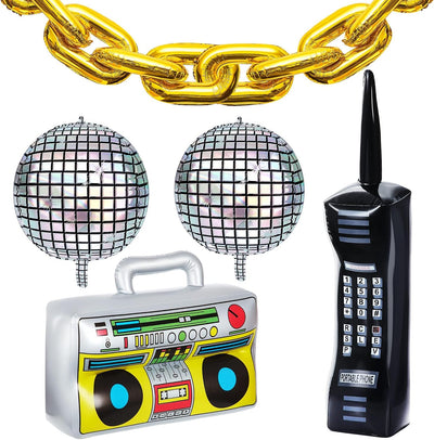 18 Unids Inflables 80s 90s Globos Cadena Dorada 22pulg