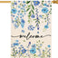 Bandera jardín floral azul doble cara 28x40"