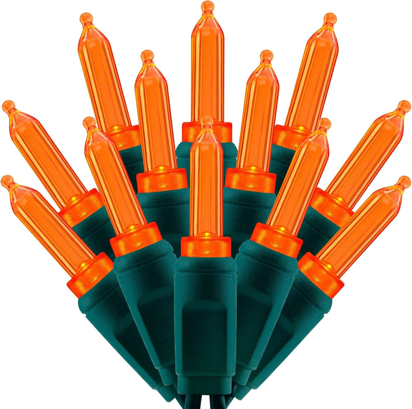 100 Luces LED Navidad Naranja T5 33pies Cable Verde