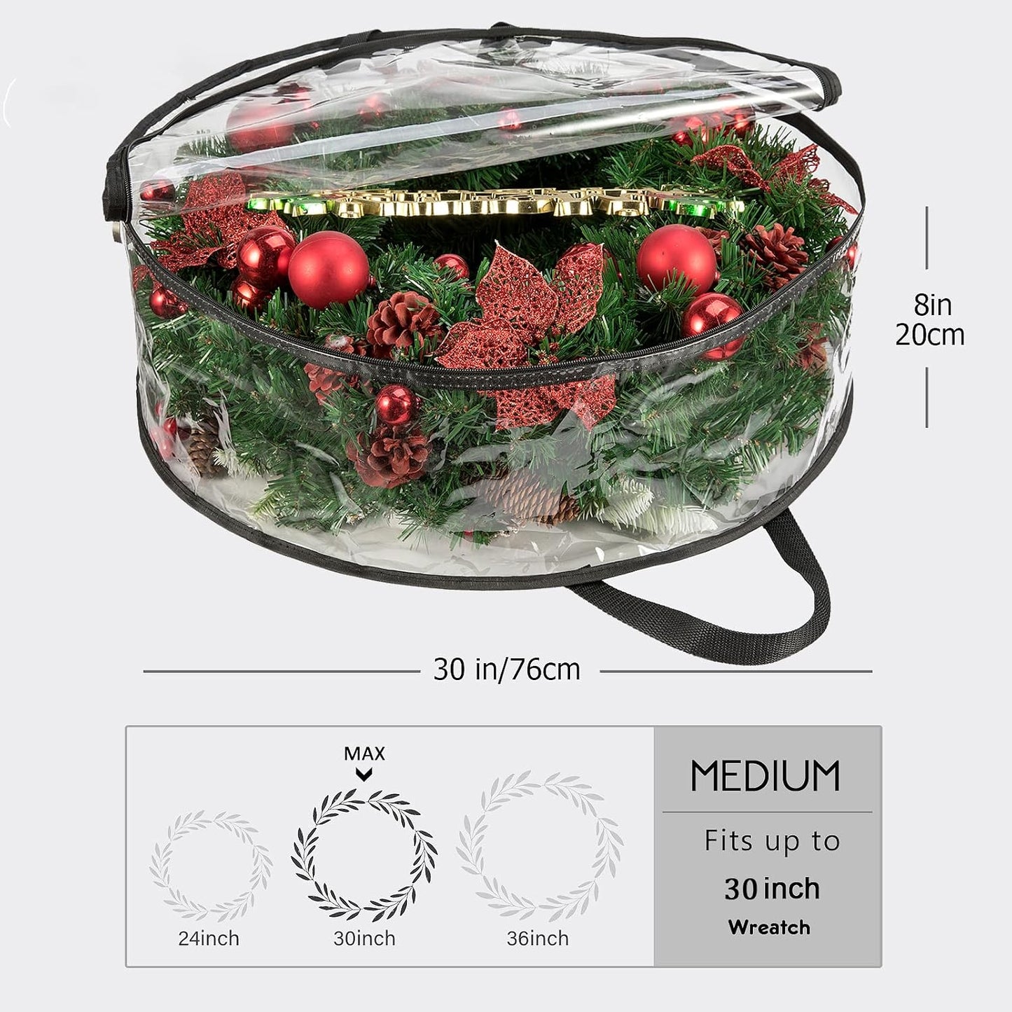 Bolsa almacenamiento transparente 30" protector corona