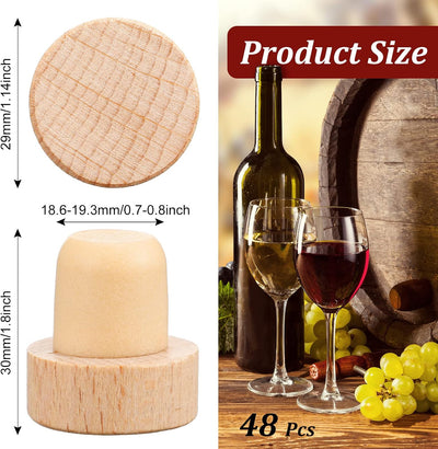 Tapones corcho reutilizables forma T 48 pzas madera y goma