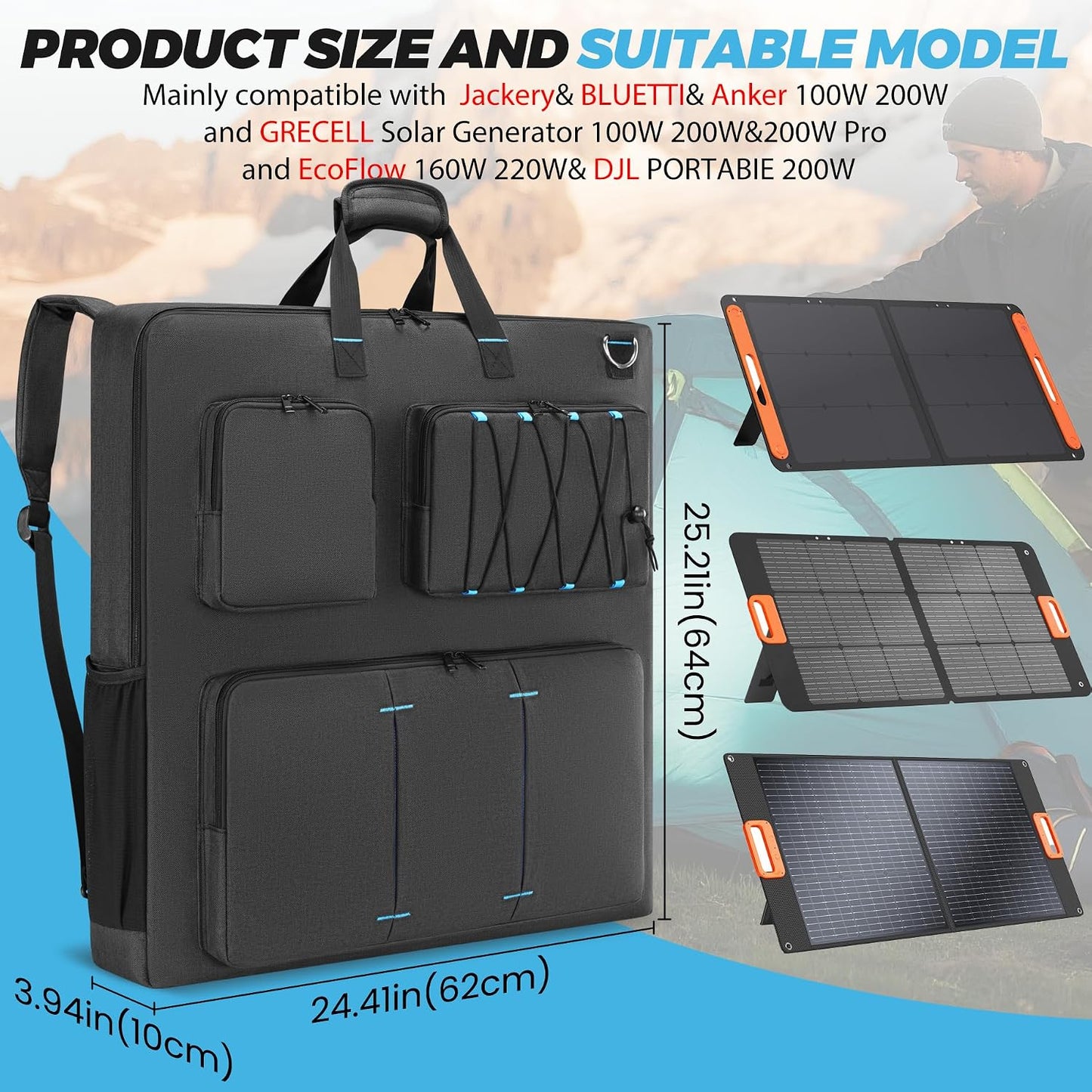 Funda transporte panel solar Jackery SolarSaga 100-200W