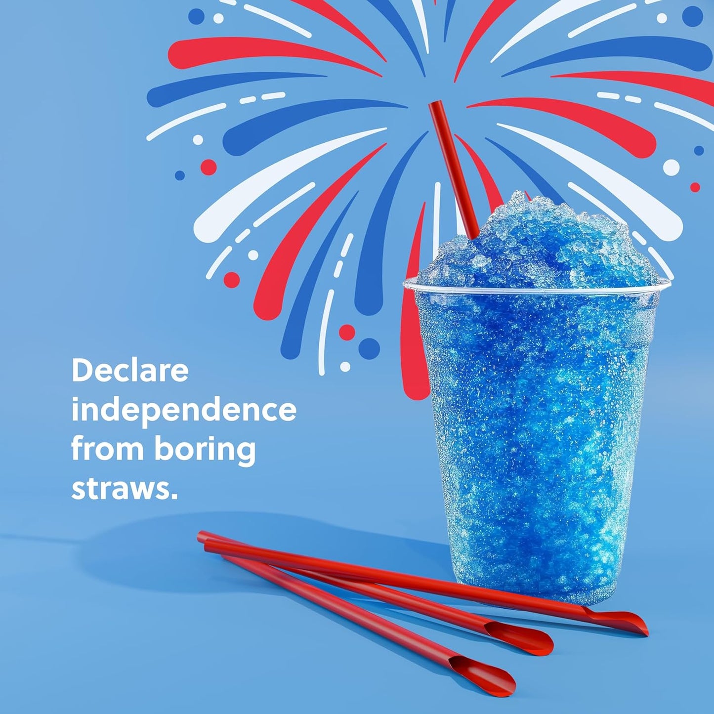 Pajitas cuchara Sno-cono individuales rojo 300