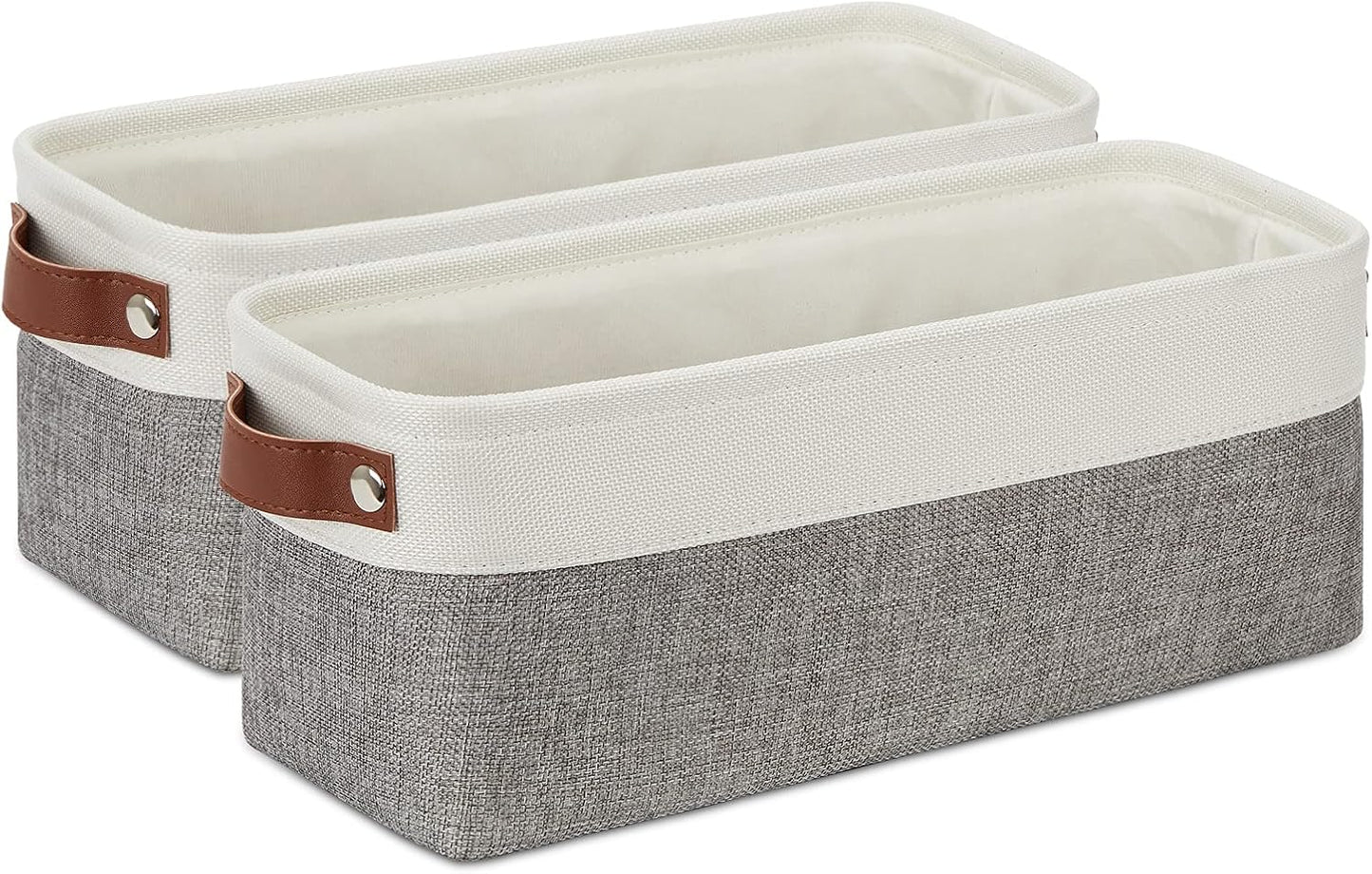Canastas almacenamiento tela 15x6x5.5pulg inodoro 2pzas blanco