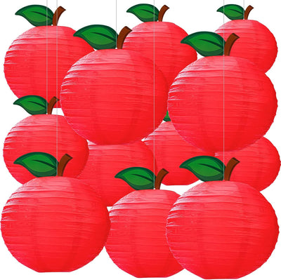 12 Pzas Farol Manzana Roja 10pulg Decoración Aula