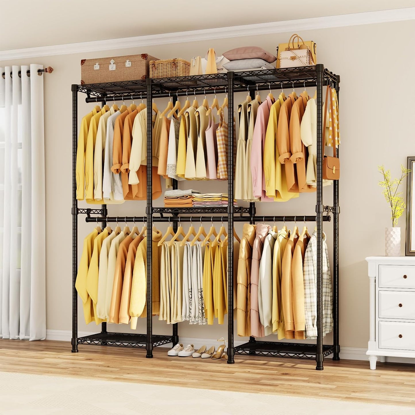 Perchero portátil ajustable 4 barras 73.6pulg negro