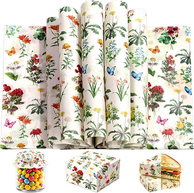 Papel de cera para alimentos con flores silvestres 100 unidades