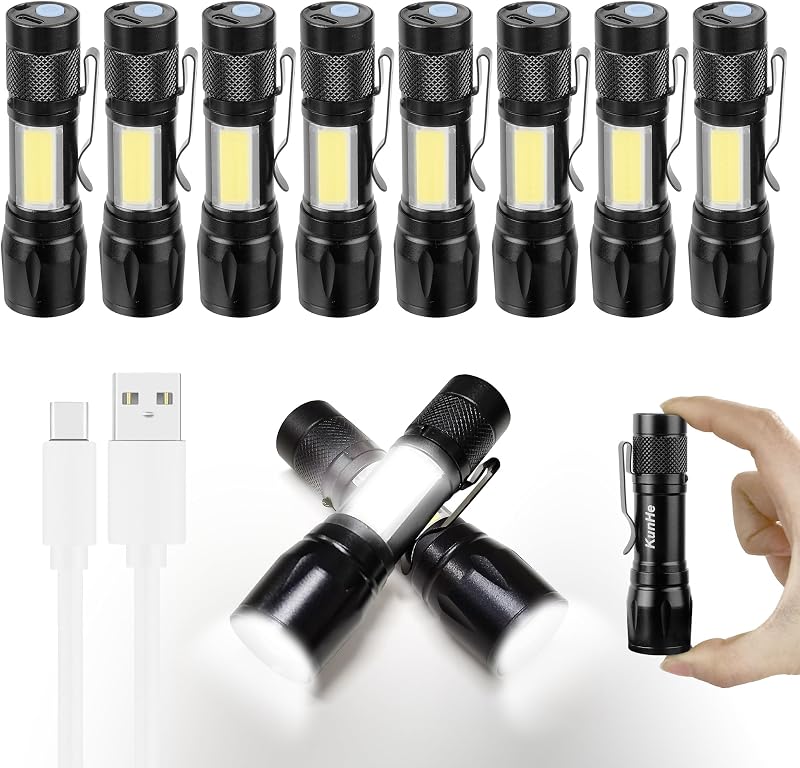 10 Linternas LED recargables USB brillantes EDC