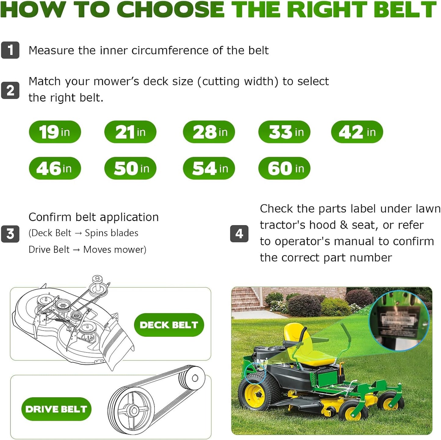 Correa cubierta cortacésped Cub Cadet Toro Troy Bilt Ariens