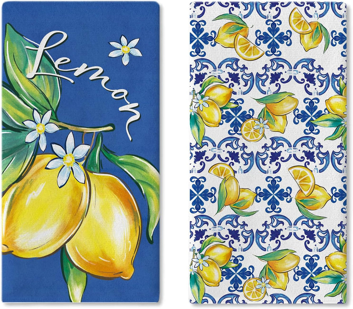 2 Pzas Paños Cocina Azulejos Italia Limón Azul Medit