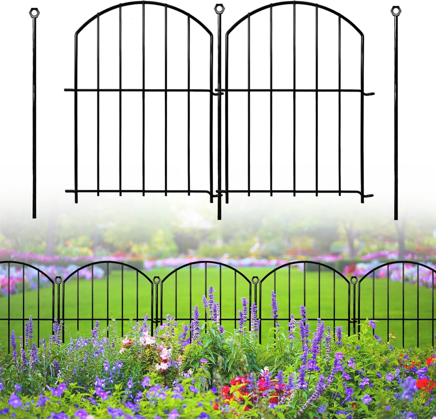 Valla jardín 17pulg x 18ft 18 Uds metálica resistente