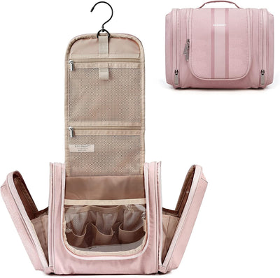 Estuche viaje cosméticos con gancho neceser organizador A-rosado